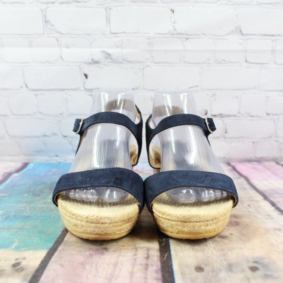 Lisa B. Black Leather Ankle Strap Espadrilles Wedge Sandals EU 40 US 9 - Picture 4 of 9